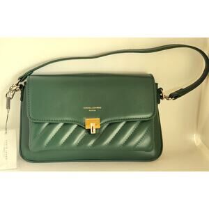Purse-David Jones-Crossbody-Faux Leather-Green-Silver Tone Hardware